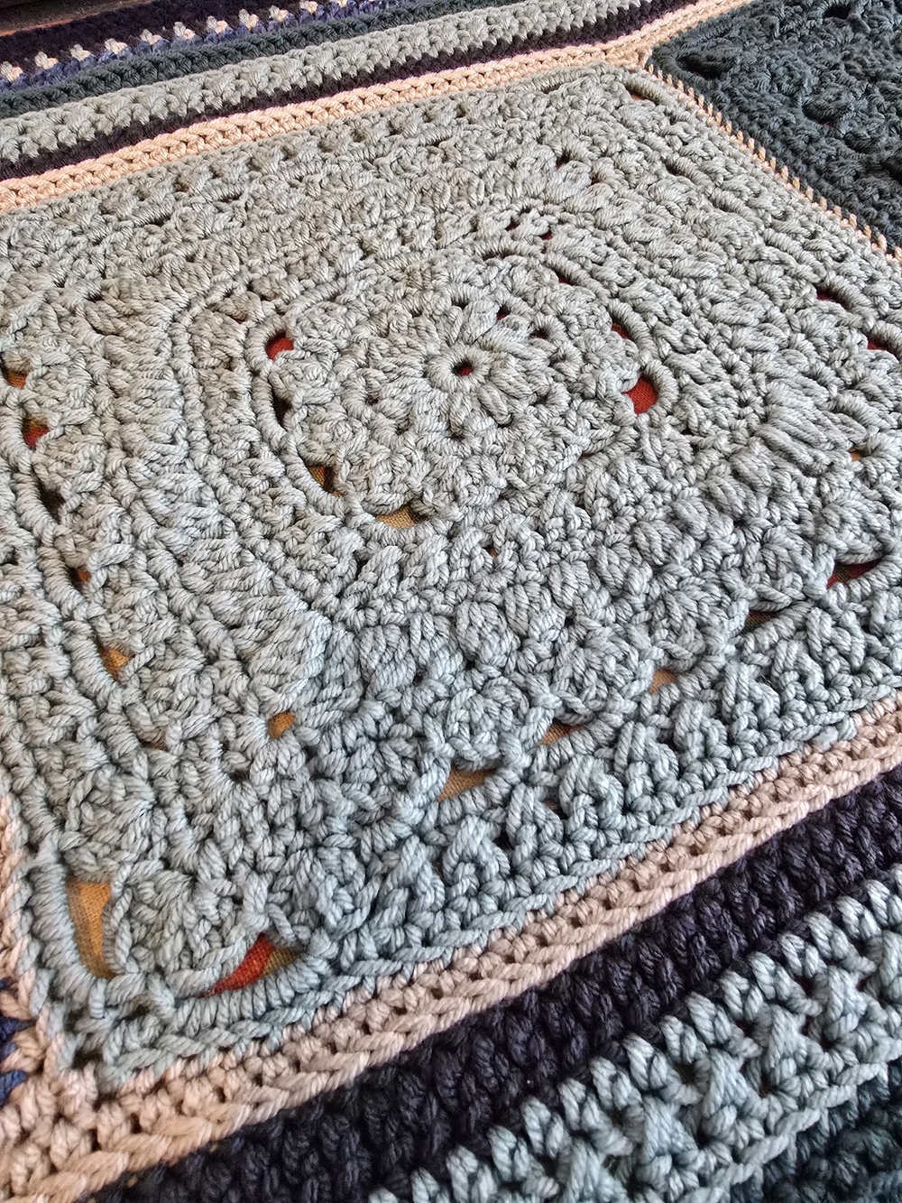 Handmade Crochet Throw Blanket in Blue Tones - Picture 9 of 13